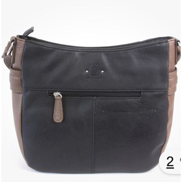 Stylish Black and Brown Leather Handbag - Picture 4 of 9